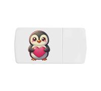 Azeeda 'Cute Penguin with Love Heart' Pill Box with Tablet Splitter (PI00042842)