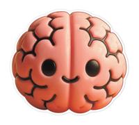 Azeeda 'Cute Pink Brain' Sticker - White, 21cm (DW00214859)