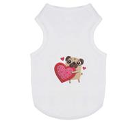 Azeeda 'Cute Pug Holding Heart' Pet Dog/Cat T-Shirt, L (PT00179763)