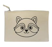 Azeeda 'Cute Raccoon Head' Canvas Clutch Bag/Accessory Case (CL00047413)