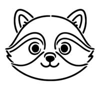 Azeeda 'Cute Raccoon Head' Reusable Stencil - Durable Decorative Template for Painting and Spraying on Walls, Tiles, Wood, Fabric & Craft Projects - S (A6) (WS00071223)