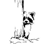 Azeeda 'Cute Raccoon Peeking' Reusable Stencil - Durable Decorative Template for Painting and Spraying on Walls, Tiles, Wood, Fabric & Craft Projects - XL (A3) (WS00081741)