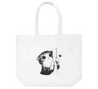 Azeeda 'Cute Shy Cat with Heart' Tote Shopping Bag For Life (BG00086618)