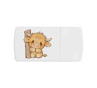 Azeeda 'Cute Shy Highland Cow' Pill Box with Tablet Splitter (PI00043712)