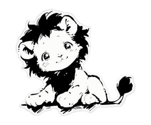 Azeeda 'Cute Sketchy Lion ' White Premium Vinyl Decal Sticker - Waterproof, Durable & Easy to Apply - Ideal for Car Bumpers, Windows, Bins and More - XL (460mm) (DW00138355)