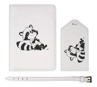 Azeeda 'Cute Sketchy Raccoon Sitting' Passport Cover & Luggage Tag Travel Set (PA00034855)