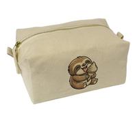 Azeeda 'Cute Sloth Eating Ice Cream' Canvas Wash Bag/Makeup Case (CS00053172)