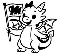 Azeeda 'Cute Welsh Dragon' Reusable Stencil - Durable Decorative Template for Painting and Spraying on Walls, Tiles, Wood, Fabric & Craft Projects - S (A6) (WS00070475)