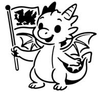 Azeeda 'Cute Welsh Dragon' Reusable Stencil - Durable Decorative Template for Painting and Spraying on Walls, Tiles, Wood, Fabric & Craft Projects - M (A5) (WS00061190)