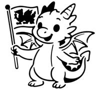 Azeeda 'Cute Welsh Dragon' Reusable Stencil - Durable Decorative Template for Painting and Spraying on Walls, Tiles, Wood, Fabric & Craft Projects - L (A4) (WS00061189)