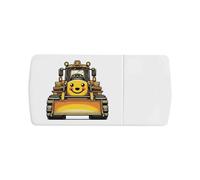 Azeeda 'Cute Yellow Bulldozer' Pill Box with Tablet Splitter (PI00036889)