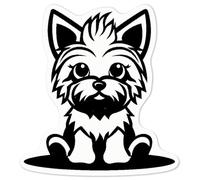 Azeeda 'Cute Yorkshire Terrier Sitting' White Premium Vinyl Decal Sticker - Waterproof, Durable & Easy to Apply - Ideal for Car Bumpers, Windows, Bins and More - Medium (100mm) (DW00109969)