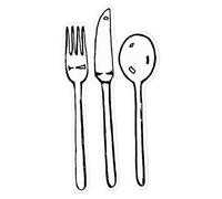 Azeeda 'Cutlery Set' Clear Premium Vinyl Decal Stickers - Waterproof, Durable & Easy to Apply - for Car Bumpers, Windows, Bins & More - Large (210mm) (DC00005043)