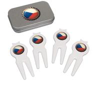 Azeeda 'Czech Republic Bottle Cap' Golf Divot Tool/Repair Fork Gift Set (GO00099263)