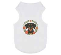 Azeeda 'Dachshund Floral Wreath' Pet Dog/Cat T-Shirt, M (PT00170590)