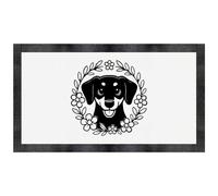 Azeeda 'Dachshund Floral Wreath' Pet Feeding Mat (PM00033936)