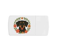 Azeeda 'Dachshund Floral Wreath' Pill Box with Tablet Splitter (PI00039048)
