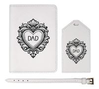 Azeeda 'Dad Love Heart' Passport Cover & Luggage Tag Travel Set (PA00030323)