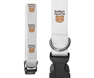 Azeeda 'Daddy's Favorite Teddy' Dog Collar - White, L (PR00082008)