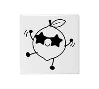 Azeeda 'Dancing Lemon Outline' 108mm Square Ceramic Tile (TD00039272)