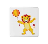 Azeeda 'Dancing Lion Holding a Balloon' 108mm Square Ceramic Tile (TD00039844)