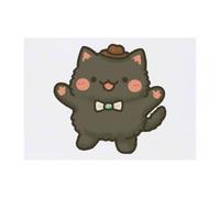 Azeeda 'Dapper Chibi Cat' Temporary Tattoo - Water Resistant, Skin-Safe, Non-Toxic Transfer (TO00100239)