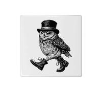 Azeeda 'Dapper Owl Walking in Boots' 108mm Square Ceramic Tile (TD00042512)