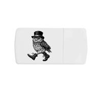 Azeeda 'Dapper Owl Walking in Boots' Pill Box with Tablet Splitter (PI00043832)