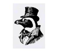 Azeeda 'Dapper Penguin Gentleman Portrait' Temporary Tattoo - Water Resistant, Skin-Safe, Non-Toxic Transfer (TO00099137)