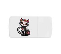 Azeeda 'Day of the Dead Cat' Pill Box with Tablet Splitter (PI00045493)