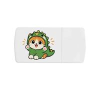 Azeeda 'Dinosaur Kitten' Pill Box with Splitter (PI00045600)