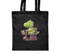 Azeeda 'Dinosaur Mobility Scooter' Shopping Tote Bag - Black (ZB00035155)