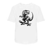 Azeeda 'Dinosaur on a Skateboard' Unisex T-Shirt - 100% Cotton, White, L (TA00289380)