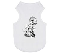 Azeeda 'Dinosaur on Scooter' Pet Dog/Cat T-Shirt, M (PT00182906)