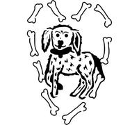 Azeeda 'Dog Paradise Surrounded by Bones' Reusable Stencil - Durable Decorative Template for Painting and Spraying on Walls, Tiles, Wood, Fabric & Craft Projects - XL (A3) (WS00074129)