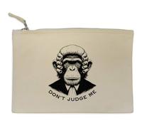 Azeeda 'Don't Judge Me Chimpanzee' Canvas Clutch Bag/Accessory Case (CL00046468)