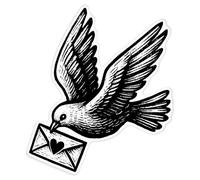 Azeeda 'Dove with Love Letter' White Premium Vinyl Decal Sticker - Waterproof, Durable & Easy to Apply - for Car Bumpers, Windows, Bins & More - XL (460mm) (DW00178114)