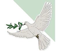 Azeeda 'Dove with Olive Branch' White Premium Vinyl Decal Sticker - Waterproof, Durable & Easy to Apply - Ideal for Car Bumpers, Windows, Bins and More - Large (210mm) (DW00053591)