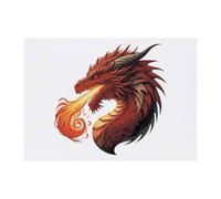 Azeeda 'Dragon Breathing Fire' Temporary Tattoo - Water Resistant, Skin-Safe, Non-Toxic Transfer (TO00103353)