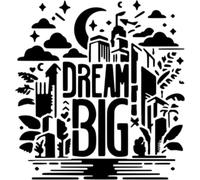Azeeda 'Dream Big in The City' Reusable Stencil - Durable Decorative Template for Painting and Spraying on Walls, Tiles, Wood, Fabric & Craft Projects - M (A5) (WS00055634)
