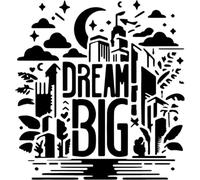 Azeeda 'Dream Big in The City' Reusable Stencil - Durable Decorative Template for Painting and Spraying on Walls, Tiles, Wood, Fabric & Craft Projects - XL (A3) (WS00075419)