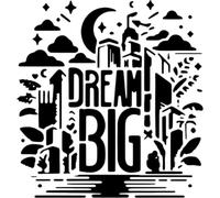 Azeeda 'Dream Big in The City' Reusable Stencil - Durable Decorative Template for Painting and Spraying on Walls, Tiles, Wood, Fabric & Craft Projects - L (A4) (WS00055633)