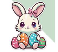 Azeeda 'Easter Bunny Kawaii Style' Premium Vinyl Decal Sticker - Waterproof, Durable & Easy to Apply - Ideal for Cars, Windows, Bins and More - 720mm (XXL) (DW00165186)