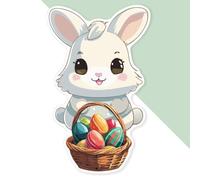 Azeeda 'Easter Bunny with Easter Basket Kawaii Style' Premium Vinyl Decal Sticker - Waterproof, Durable & Easy to Apply - Ideal for Cars, Windows, Bins and More - 720mm (XXL) (DW00165190)