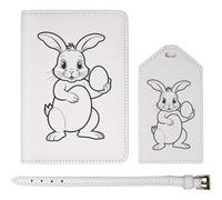 Azeeda 'Easter Bunny with Egg' Passport Cover & Luggage Tag Travel Set (PA00043225)