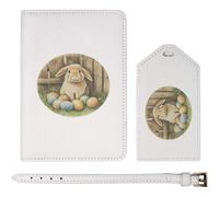 Azeeda 'Easter Bunny with Eggs' Passport Cover & Luggage Tag Travel Set (PA00042172)