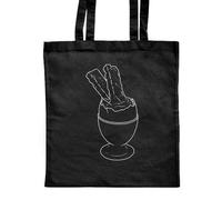 Azeeda 'Egg and Soldiers' Classic Black Tote Shopper Bag (ZB00019226)