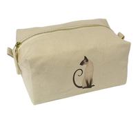 Azeeda 'Elegant Sitting Siamese Cat' Canvas Wash Bag/Makeup Case (CS00045500)