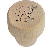 Azeeda 'Elephant with Heart Leaf' Bottle Stopper - 19mm (BS00036513)