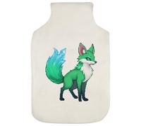 Azeeda 'Emerald Fox' Hot Water Bottle Cover (HW00048772) | Soft Fabric Case for Bedtime, Winter Warmth, Home and Gifts